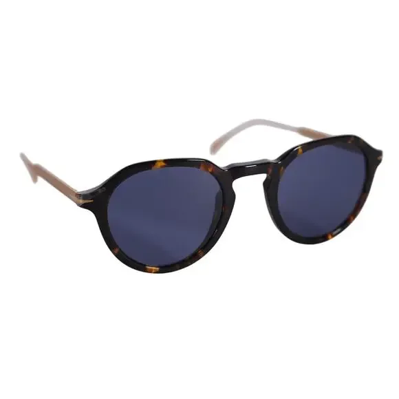 David Beckham Lightweight Round Mens Sunglasses- 21K Havana Gold / Blue - NWT - Picture 2 of 8